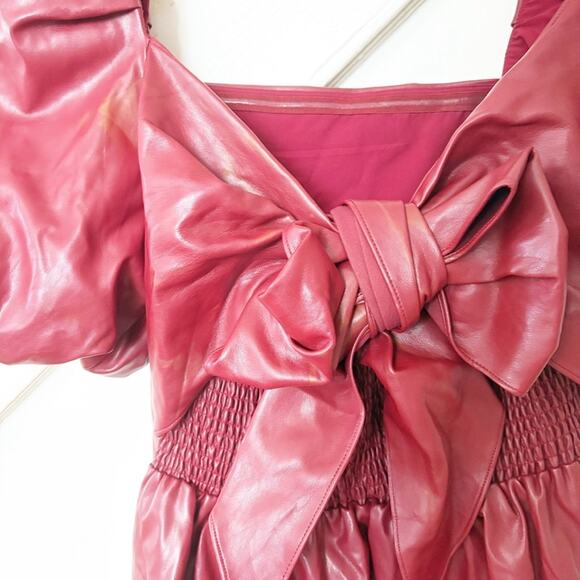 Mare Mare x Anthropologie Greer Faux Leather Mini Dress Cherry Red Size S Small - Picture 6 of 8